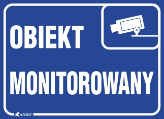 Znak Obiekt monitorowany 150x210 PCV niebieski