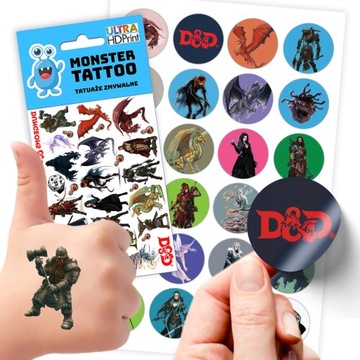 ZESTAW NAKLEJKI + TATUAŻE DLA DZIECI DZIECIĘCE DUNGEONS AND DRAGONS JAKOŚĆ