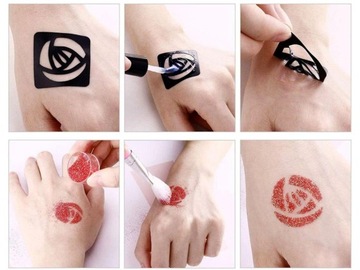 Большой набор татуировок с блестками, 24 цвета, шаблоны ZA4785