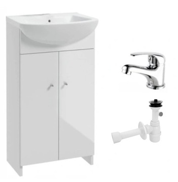 Kompletny zestaw szafka łazienkowa lakierowana z umywalką 55cm BIAŁY POŁYSK