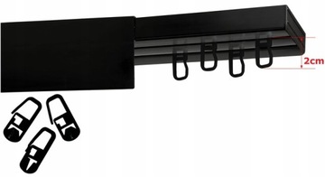 Karnisz sufitowy CZARNY PODWÓJNY z maskownicą Szyna sufitowa z osłoną 170