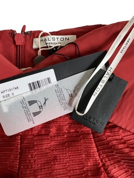 ekskluzywna sukienka premium koktajlowa czerwnoa HALSTON r. S