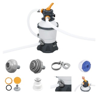 BESTWAY 58515 НАСОС ПЕСОЧНОГО ФИЛЬТРА ДЛЯ БАССЕЙНОВ 3028л/ч + СОЕДИНИТЕЛИ, ШЛАНГИ