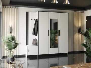 Гардероб DIOR PLUS 14 с сиденьем, планками и зеркалом.