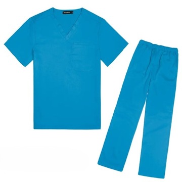 KOMPLET MEDYCZNY DAMSKI SCRUB UNIFORM UBRANIE MUNDUREK NIEBIESKI ROZMIAR M
