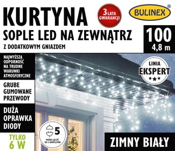 BULINEX Kurtyna sople LED 100L biały zimny LINIA EKSPERT