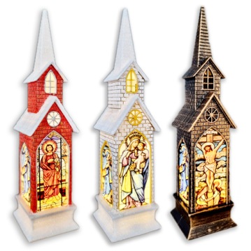 Kościół bożonarodzeniowy WITRAŻ KATEDRA 21cm