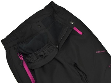 HOLD HANDS Czarne Zimowe SPODNIE Ocieplane Softshell - 152/158