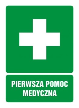 Pierwsza pomoc medyczna naklejka znak 5,25x7,4