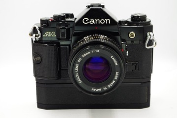 CANON A-1 + CANON FD 50mm 1:1.8 + CANON WINDER Świetny Stan