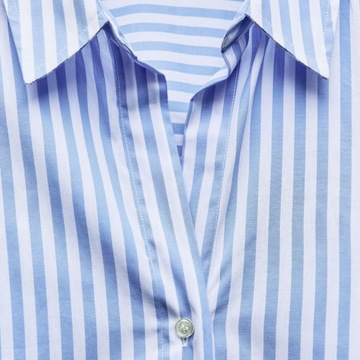 ZARA Klasyczna Lużna Koszula w Biało-Niebieskie Paski LUX M