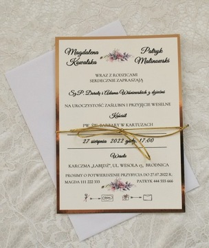 10 szt. ZŁOTE ZAPROSZENIA ŚLUBNE GREAT GLAMOUR