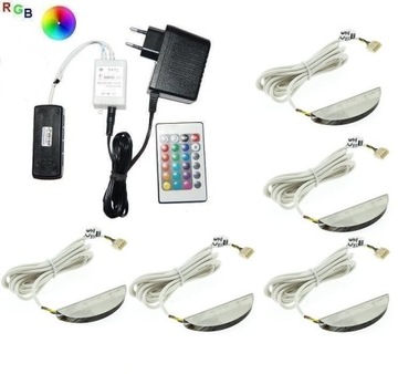 Zestaw LED RGB 5 x klips Zeta do szklanych półek p