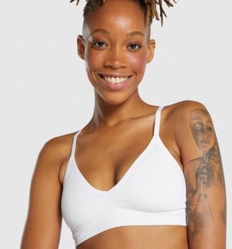 GYMSHARK BIUSTONOSZ SPORTOWY BIAŁY GŁADKI L 0Z8G4_C*