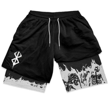 Mens 2 in 1 Compression Shorts Anime Berserk Athle