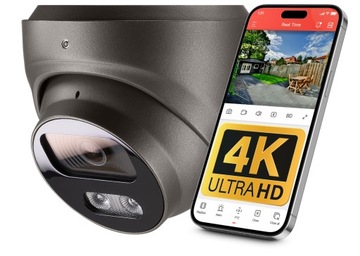 Kamera IP do Monitoringu PoE 8MPx 4K ULTRA HD SZARA 2.8mm + AUDIO, IP67