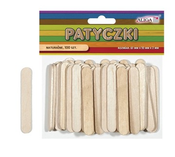 Patyczki kreatywne naturalne 65mm x 10mm -100 szt
