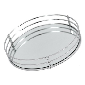 TACA LUSTRZANA SREBRNA METALOWA śr. 30cm OKRĄGŁA