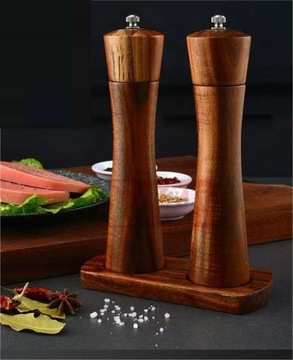 2 × Набор ручной мельницы для соли и перца с подставкой