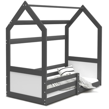 DZIECIĘCE Łóżko 80x160 DOMEK DOM BAZA Z BARIERKĄ STELAŻ + MATERAC PIANKOWY
