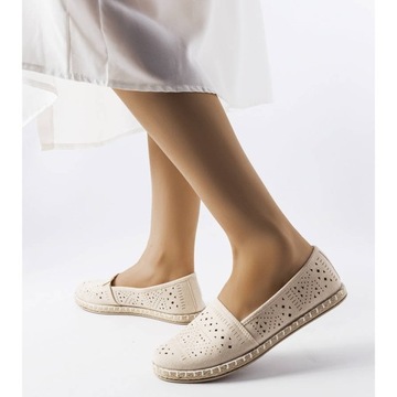 Beżowy Tkanina Buty Damskie Espadryle r.38