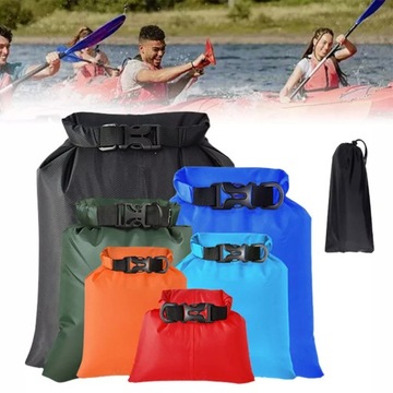 PŁYWAJĄCE SUCHE WORKI DO RAFTINGU ZESTAW 6 SZT WODOODPORNE 1L 2L3L 5L 8L