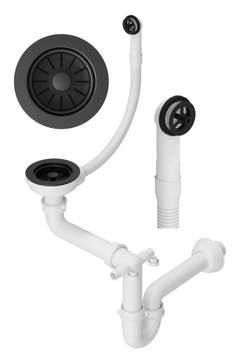 1-COMBELLE РУЧНОЙ СИФОН ОДИНОЧНЫЙ ДЛЯ НАСТЕННОЙ РАКОВИНЫ, ЧЕРНЫЙ, ДЛЯ КУХНИ