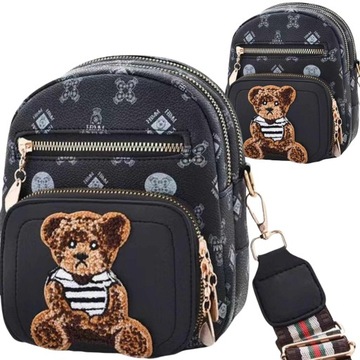 TORBA TOREBKA DAMSKA LISTONOSZKA KUFEREK NA RAMIĘ MAŁA TEDDY BAG MIŚ CZARNA