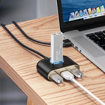 АДАПТЕР BASEUS HUB РАЗДЕЛИТЕЛЬ 3x КАБЕЛЬ USB 2.0/USB 3.0 КАБЕЛЬ USB 1 м