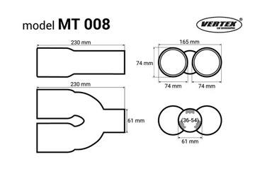 Насадка глушителя из нержавеющей стали mt 008 хром amio-01308