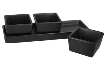 Фарфоровые черные сервировочные тарелки для закусок, дипов и соусов, 4 шт.