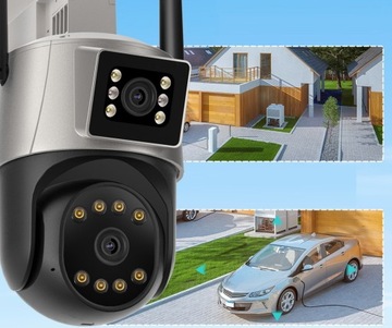 ДВОЙНАЯ WIFI IP УМНАЯ НАРУЖНАЯ ВРАЩАЮЩАЯСЯ КАМЕРА 2x 3MPx ОБНАРУЖЕНИЕ 6MPx 6MP