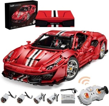 KLOCKI TECHNIC ITALIAN CAR F8 DUŻA ZDALNIE STEROWANA 3187 EL + ŚWIATŁA LED