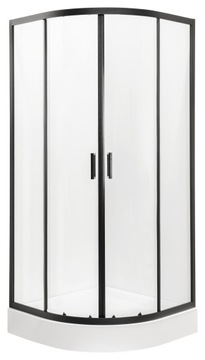 KABINA PRYSZNICOWA 80X80 CZARNA PÓŁOKRĄGŁA NERO