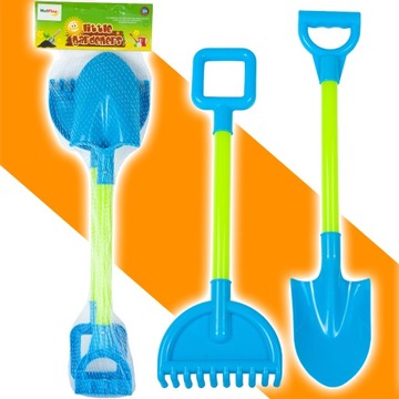 БОЛЬШАЯ ЛОПАТА И ГРАБЛИ ДЛЯ ПЛЯЖА ПЕСОЧНИЦА 44 СМ НАБОР ДЛЯ ДЕТЕЙ