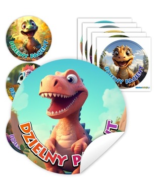 Naklejki Dzielny Pacjent DINOZAURY - WYCIĘTE 90 szt.
