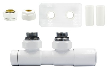 Zawór reg. Twins 50mm biały+złączCu+rozety Prawy