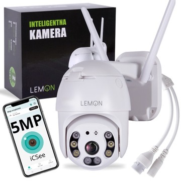 KAMERA ZEWNĘTRZNA WIFI OBROTOWA ALARM ZOOM 5mpx IP MONITORING DETEKCJA