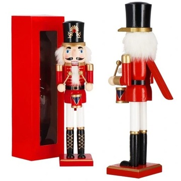 DREWNIANY DZIADEK DO ORZECHÓW figurka ozdoba świąteczna XXL 38cm PREMIUM