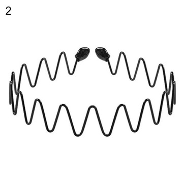Men Women Black Multi-Style Metal Plastic Hair Hoop Spring Wavy Spiral