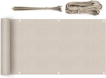 Osłona balkonowa na balkon 90 x 600 cm beżowy HDPE
