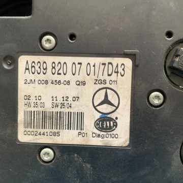 LAMPA KABINA POLSTROVÁNÍ A6398200701 MERCEDES VITO W639