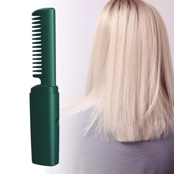 Беспроводная щетка-выпрямитель для волос, зеленая расческа с защитой от ожогов