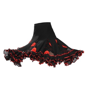 Spódnica do tańca towarzyskiego Flamenco Waltz z cekinami w kolorze czerwon