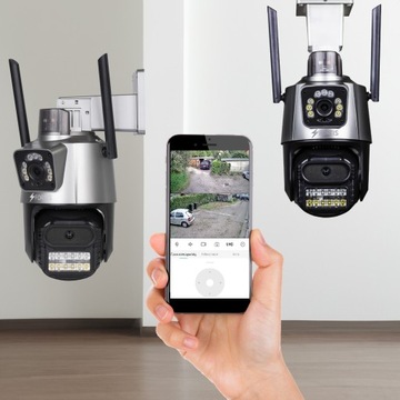 НАРУЖНАЯ ПОВОРОТНАЯ IP WIFI FULL HD КАМЕРА 2В1 ДЛЯ МОНИТОРИНГА 2x 3MPX