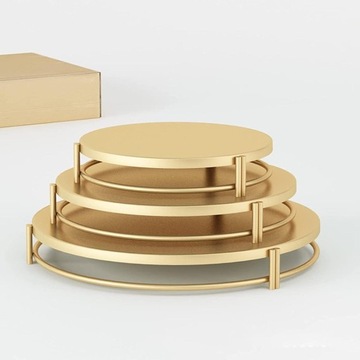 3x набор подставок для торта, подставка для кексов, кондитерская тарелка, современная круглая металлическая закуска золотого цвета