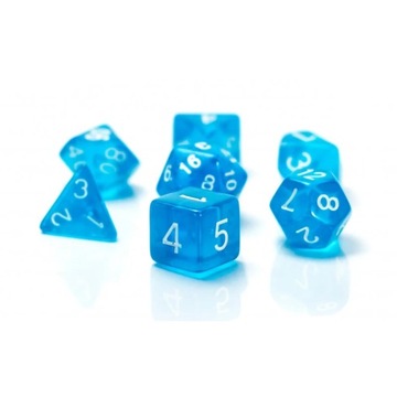BŁĘKIT NIEBA ZESTAW 7 PRZEZROCZYSTYCH KOŚCI RPG