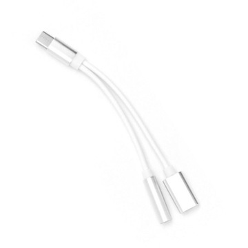 Adapter Przejściówka HF / audio + ładowanie Typ C na Jack 3,5mm BIAŁY