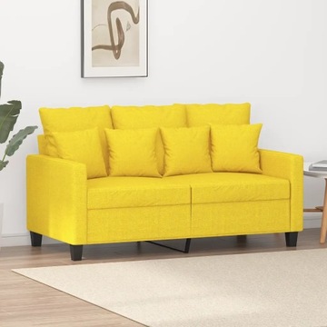 vidaXL Sofa 2-osobowa, jasnożółta, 120 cm, tapicerowana tkaniną