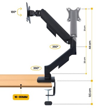UCHWYT MONITORA 17-32 Regulowany Biurkowy STATYW PODSTAWA Stojak Ramię WX-W